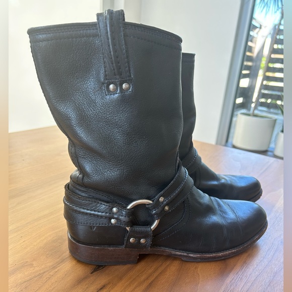 Frye Black Harness Ankle Boots, size 10 - Picture 3 of 11